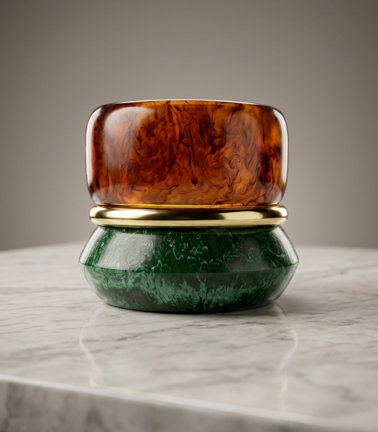 Emerald Era Angular Resin Bangle Set