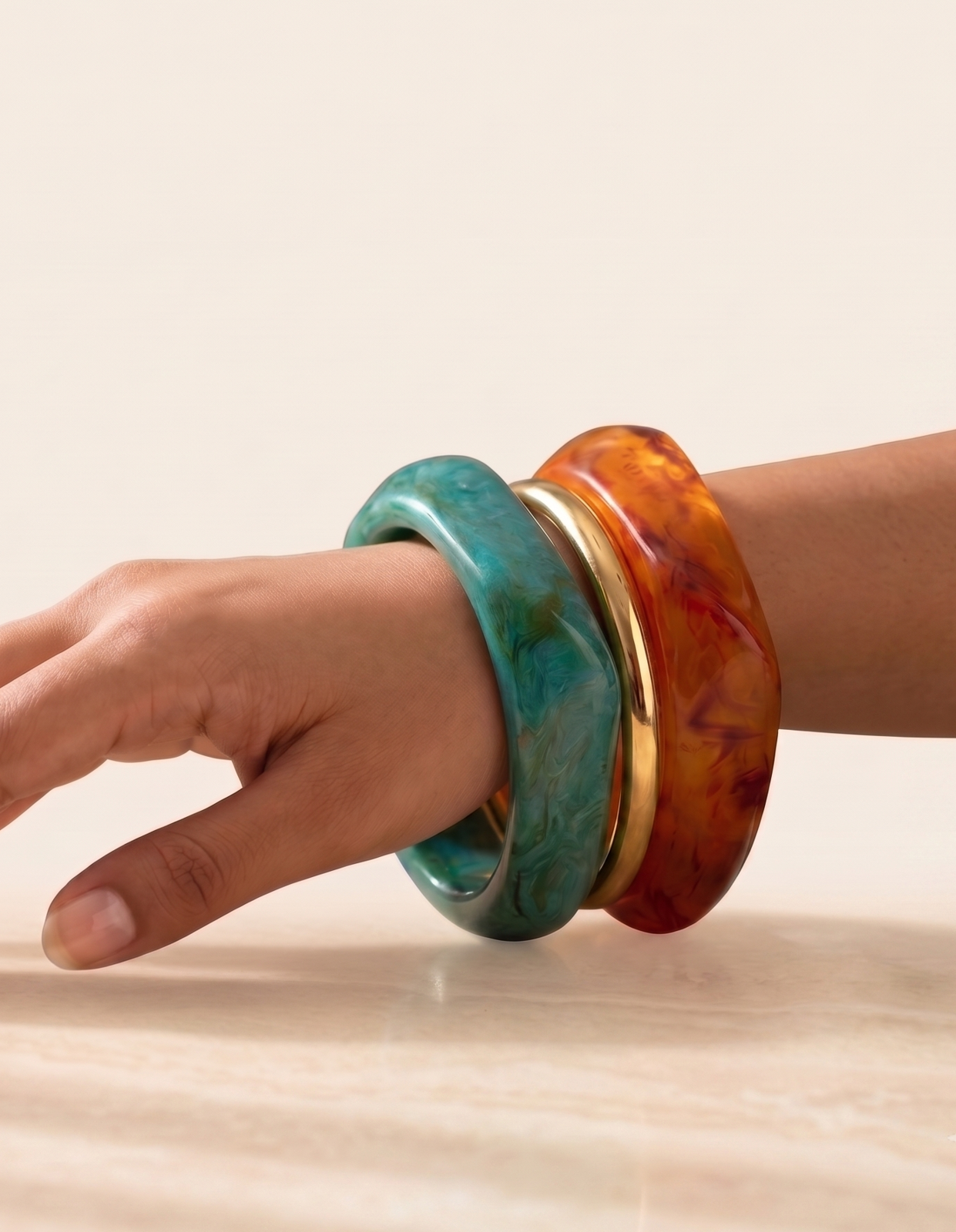 Electric Aura Radiant Resin Bangle Set