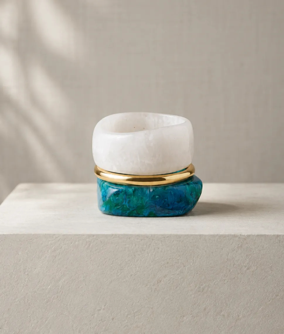 Sea Salt & Waves Blue-Green Resin Bangle Set