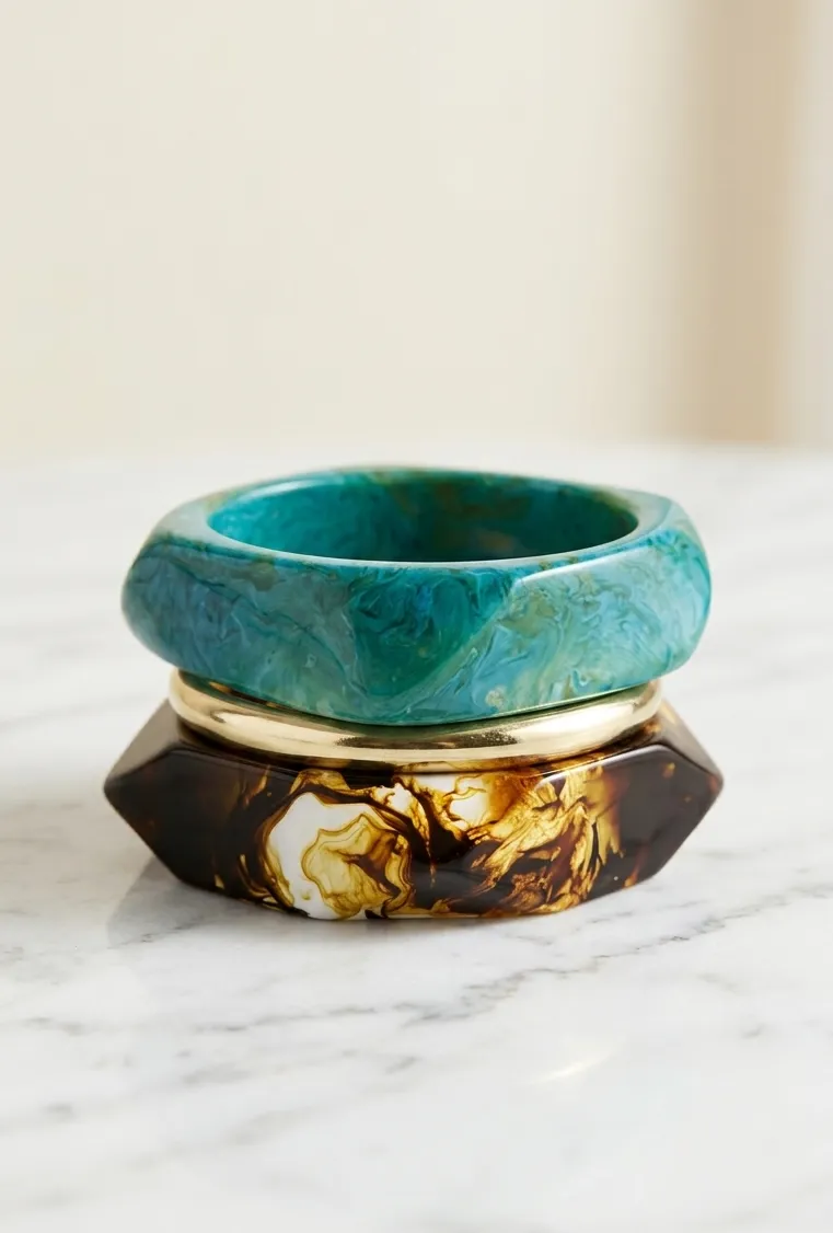 Sun-Kissed Laguna Golden Resin Bangle Set