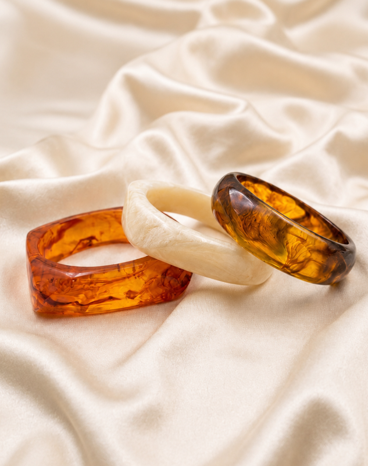 Creamsicle Faceted Resin Bangle Set