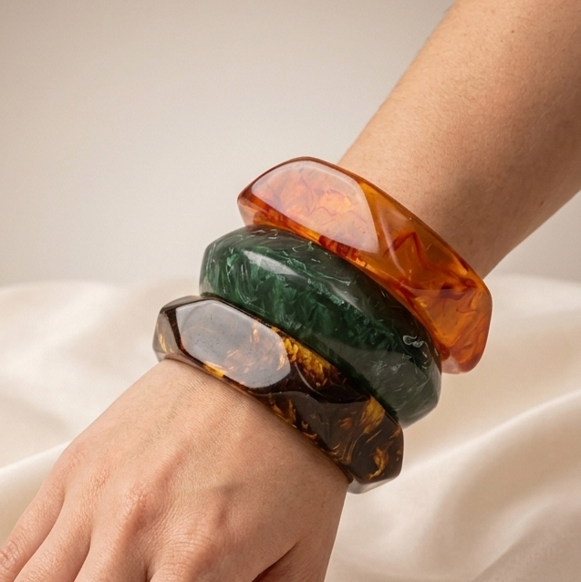 Autumn Moodboard Angular Resin Bangle Set