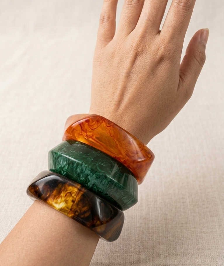 Tango Chunky Twist Resin Bangle Set