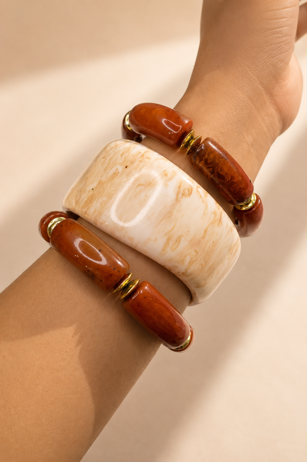 Cozy Knit Ribbed Resin Bangle Set