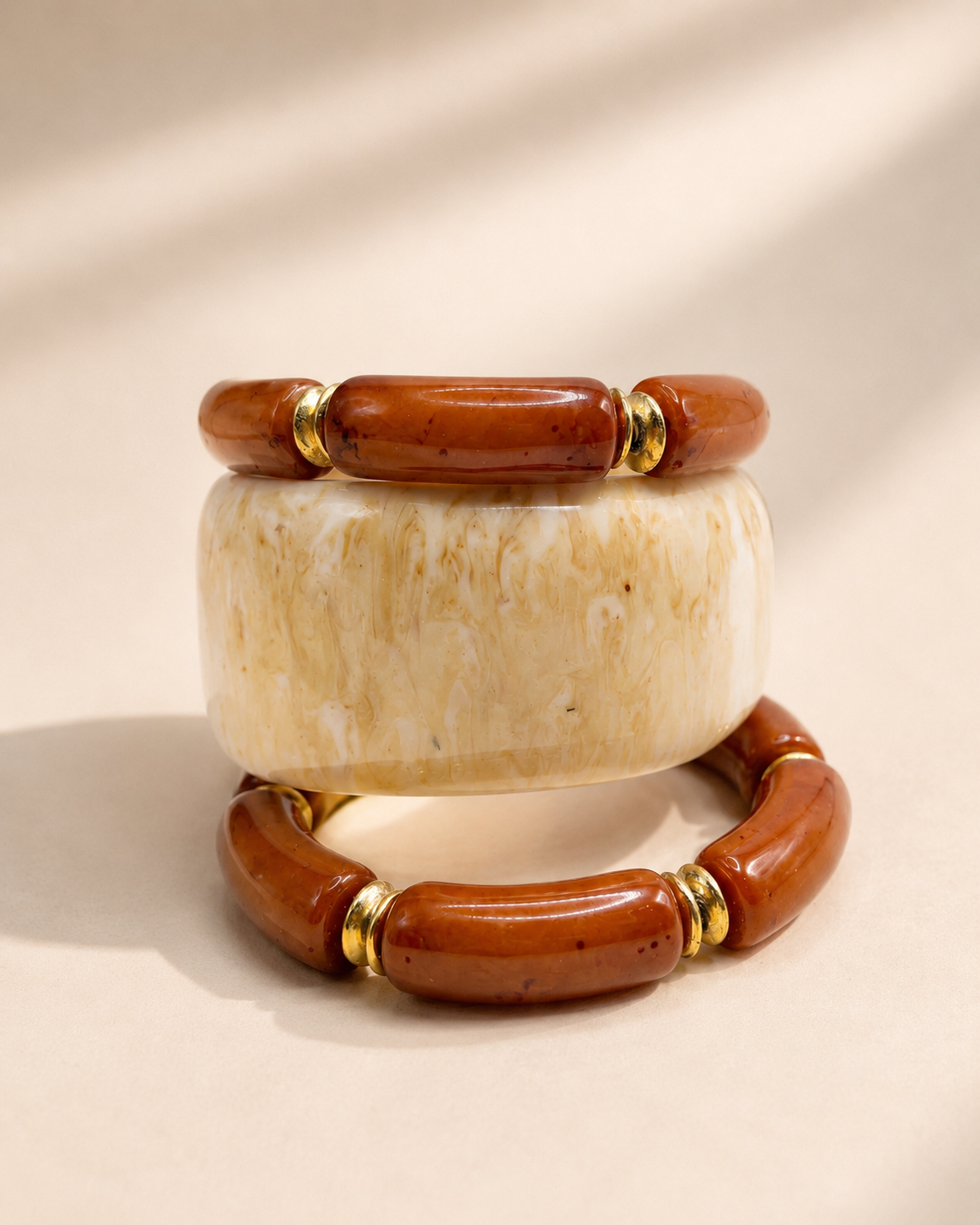 Cozy Knit Ribbed Resin Bangle Set