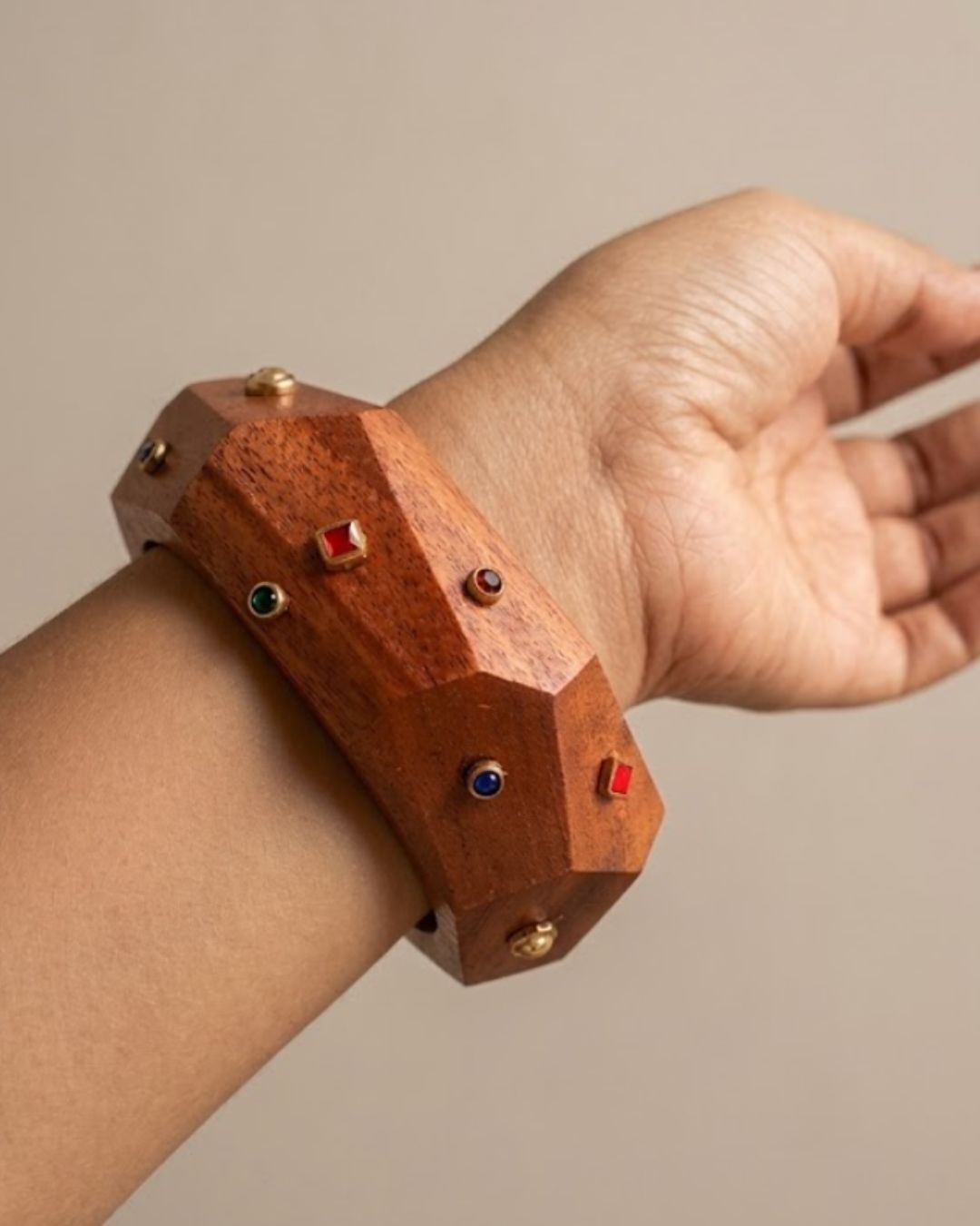 Multi-Faceted Wooden Bangle
