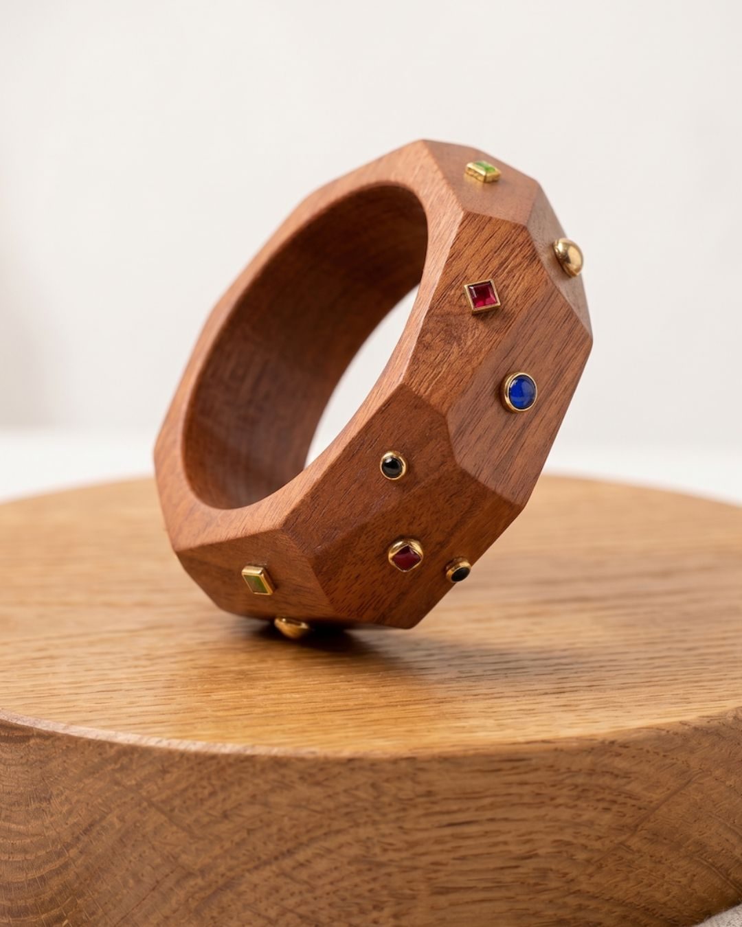 Multi-Faceted Wooden Bangle