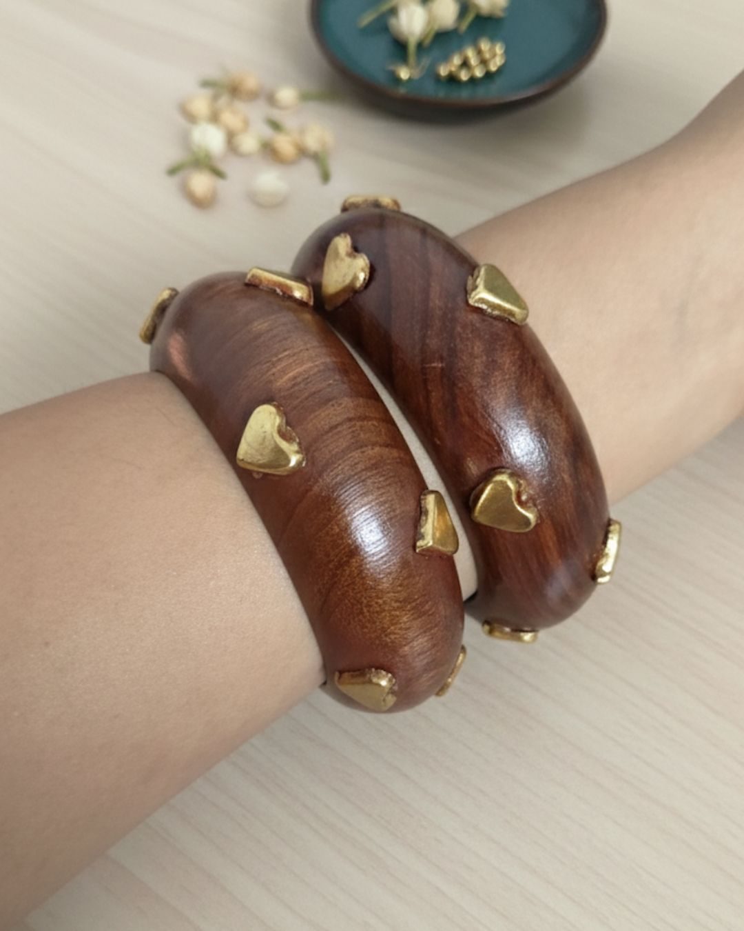 Heart Embellished Wooden Statement Set