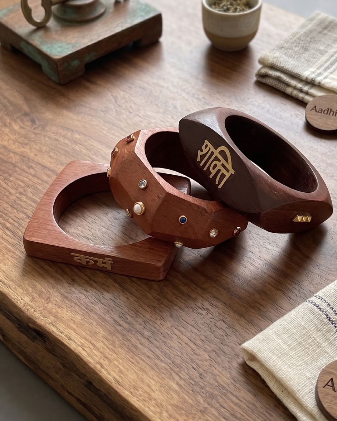 Unapologetic! Faceted Wooden Bangle Set