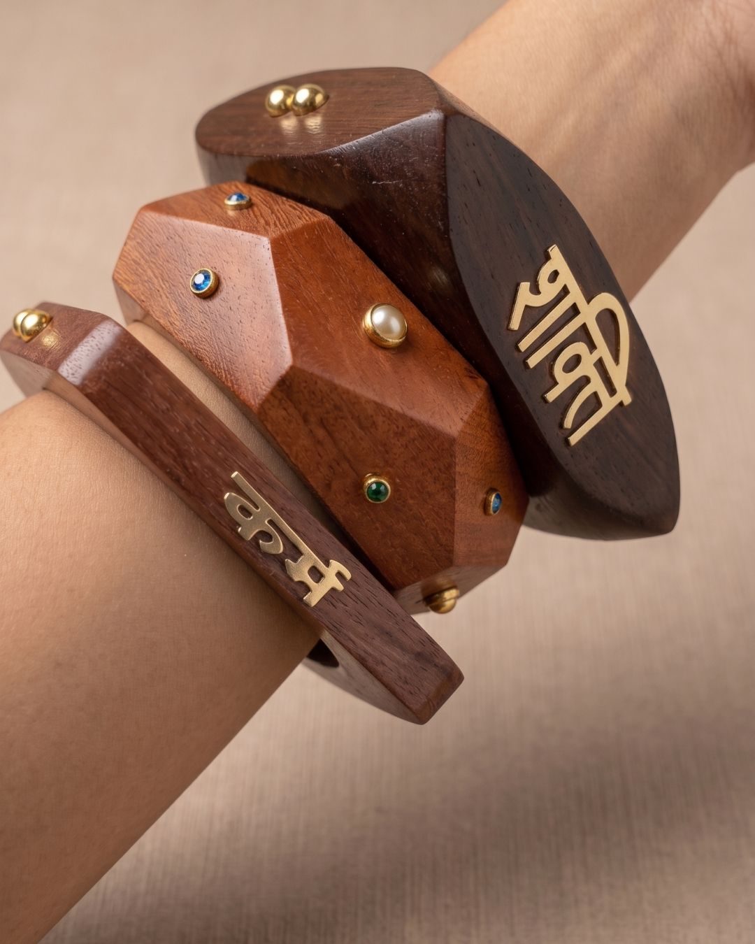 Unapologetic! Faceted Wooden Bangle Set