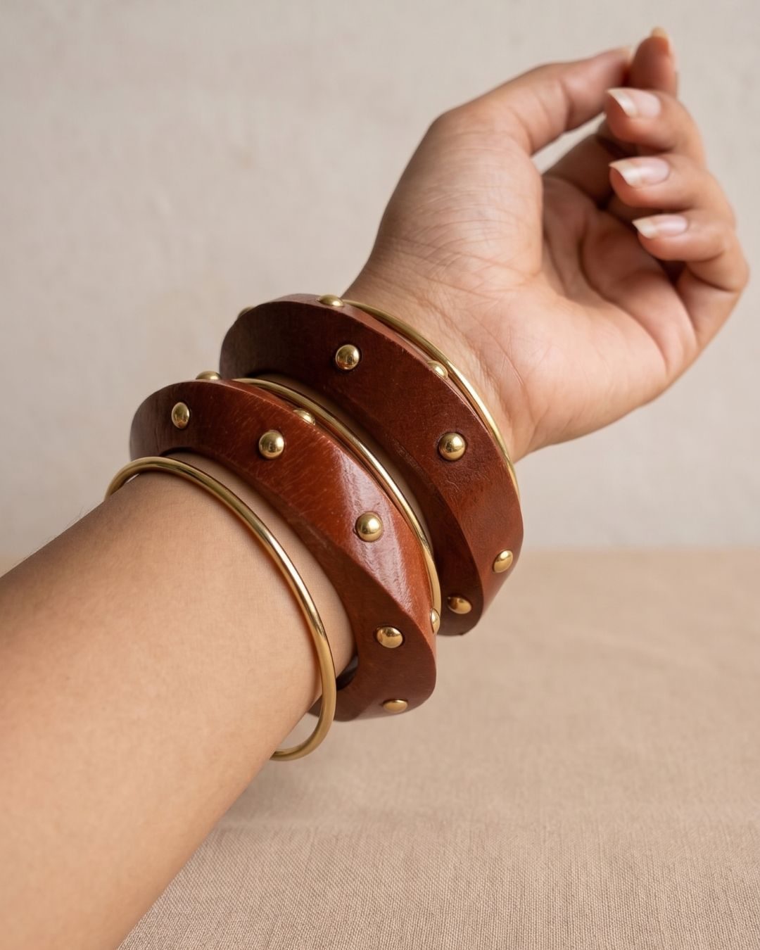 Golden Hour Muse Twisted Wooden Bangle