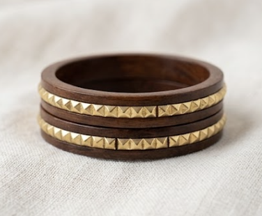 Ocean Waves Organic Wooden Bangle Set
