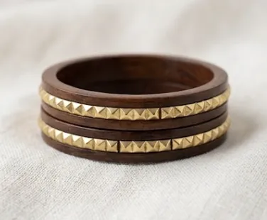 Ocean Waves Organic Wooden Bangle Set