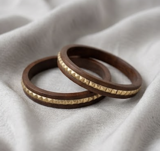 Ocean Waves Organic Wooden Bangle Set